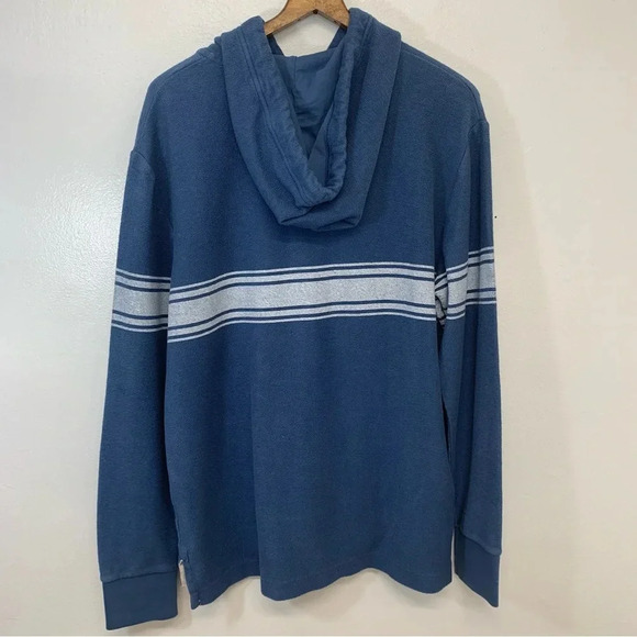 American Eagle Sweater Hood Men  Medium Blue Stripe 100% Cotton Casual Work - Picture 6 of 11